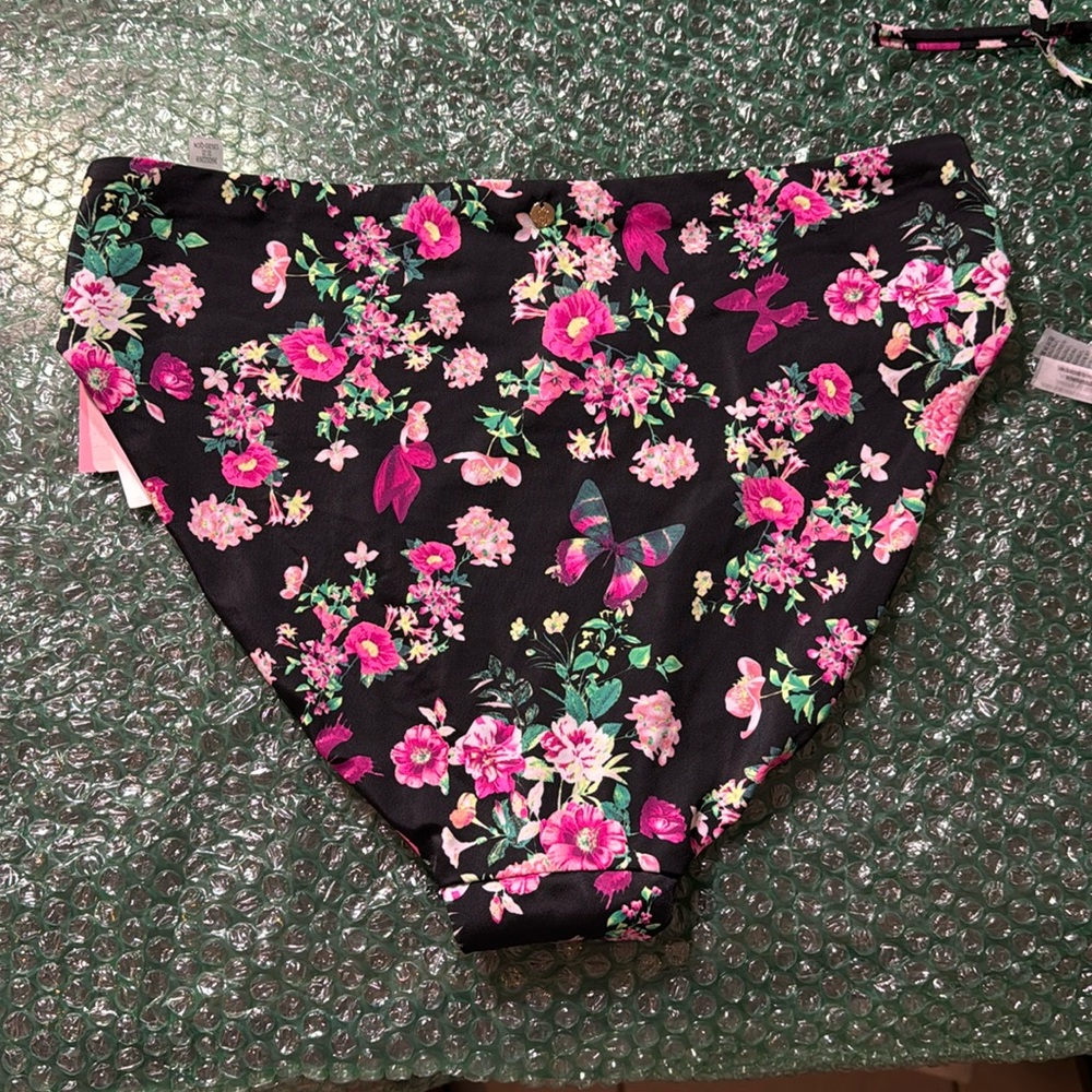 Victoria's Secret Set Bombshell Swim Bikini Bra/Bottom black floral size L 36B - Picture 7 of 15